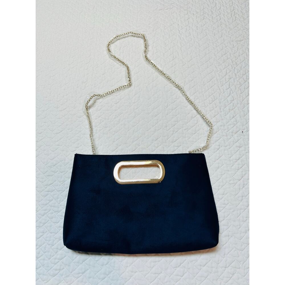 JNB Navy Blue “ Velvet feel” Clutch Purse / New - No Tags
( Tiny Flaw-Scratch)